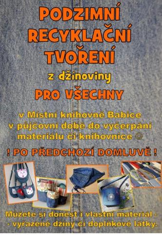 Podzimní recyklační tvoření na téma udržitelnosti, Týden knihoven, Místní knihovna Babice